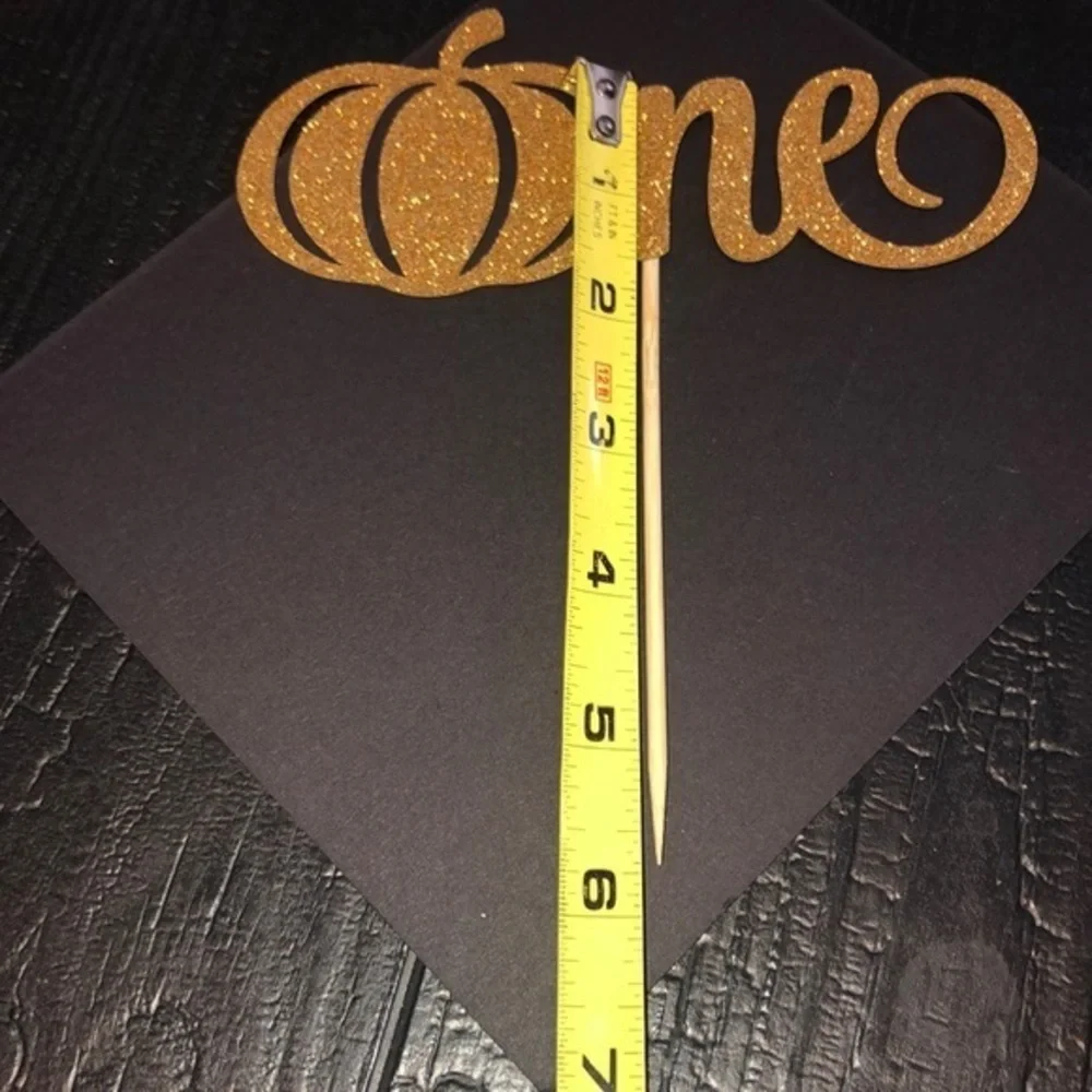 First Birthday‎ One Cake Topper Pick Pumpkin Gold